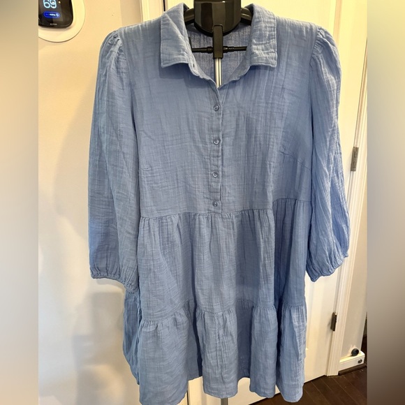 Blue Long Sleeve Babydoll Dress - Picture 8 of 8